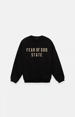 Fear of God Essentials Kids Black Fleece Crew Neck Sweatshirt