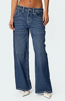 Edikted Contrast Stitch Low Rise Boyfriend Jeans