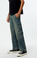 PacSun Kids Tinted Indigo Baggy Cargo Jeans