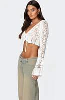 Edikted Tie Front Crochet Crop Top