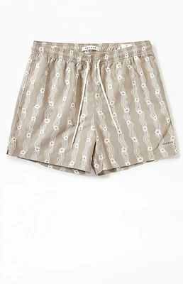 Pacsun Flower Stripe 4.5" Swim Trunks