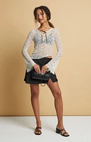 Beverly and Beck Mollie Lace Asymmetrical Long Sleeve Top