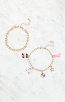 LA Hearts 2 Pack Western Charm Bracelets