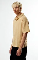 Pacsun Tan Cropped Boxy Gauze Camp Shirt