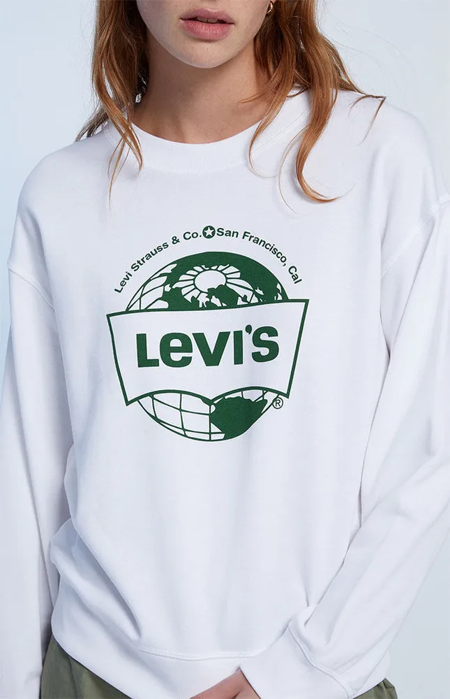 Levi's White Graphic Standard Crew Neck Sweatshirt