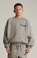 Fear of God Essentials Kids Heather Grey Fleece Crew Neck Sweatshirt