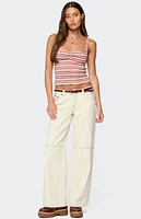 Edikted Adelia Striped Ruched Tank Top