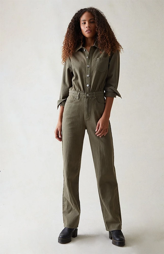 PacSun Seaweed Long Sleeve Jumpsuit