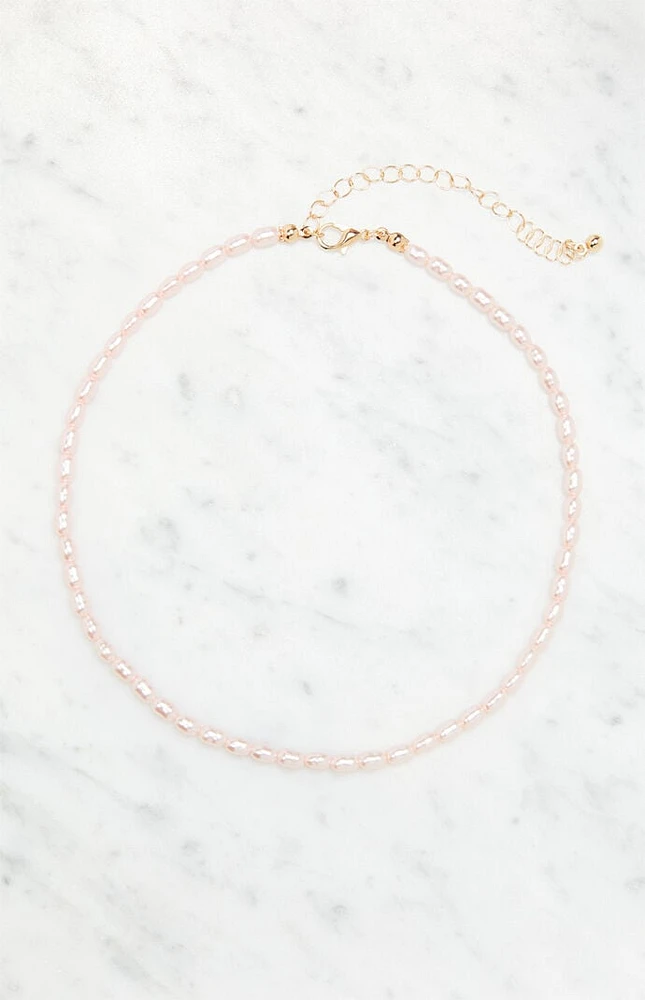 LA Hearts Pink Pearl Necklace