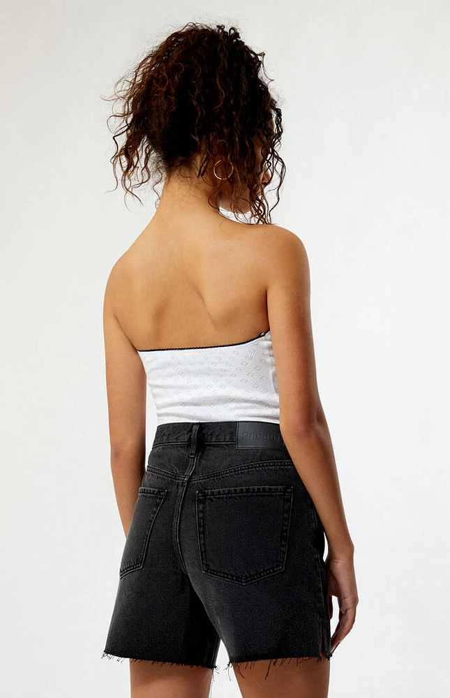 PacSun Eco Black High Waisted Raw Hem Relaxed Jorts