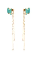 Ettika Turquoise Butterfly Pearl Chain Dangle Earrings