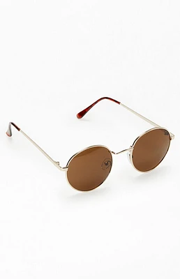 PacSun Brown Metal Round Sunglasses