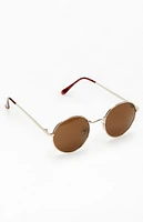 PacSun Brown Metal Round Sunglasses