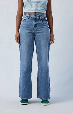 PacSun Eco Medium Indigo Asymmetrical Wide Leg Jeans