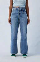 PacSun Eco Medium Indigo Asymmetrical Wide Leg Jeans