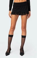 Lace Ruffle Knit Mini Skirt