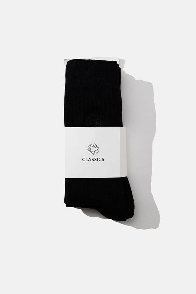 Rhythm 3 Pack Black Classic Crew Socks