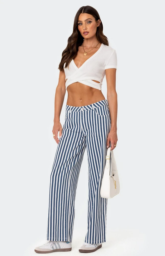 Edikted Striped Low Rise Jeans