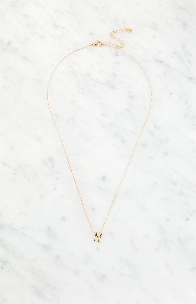 LA Hearts N Initial 14K Gold Plated Necklace