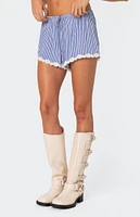 Edikted Patty Striped Lace Trim Shorts