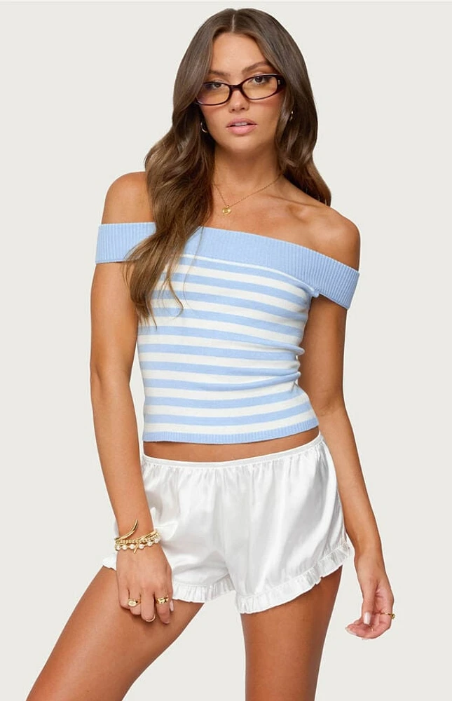 Edikted Deni Off Shoulder Striped Knit Top