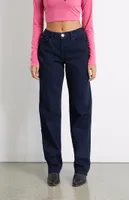 WEWOREWHAT Dark Blue Low Rise Dad Jeans