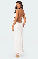 Edikted Nellie Sequin Open Back Maxi Dress