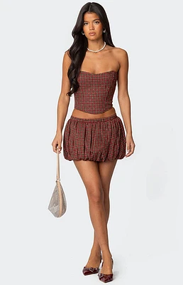 Edikted Marlene Plaid Bubble Mini Skirt