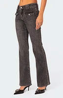 Edikted Tatum Washed Low Rise Flare Jeans