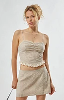 Your Favorite Georgia Plaid Lace Trim Tank Top