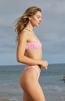 Pacsun Pink Floral Maristela Twist Bandeau Bikini Top