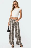 Edikted Snakescale Printed Low Rise Jeans