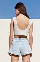 PacSun Light Indigo Ripped Denim Mom Shorts