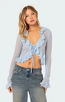 Edikted Ryleigh Ruffled Tie Front Cardigan