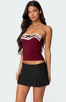 Edikted Eyelet Ruffle Strapless Top