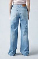 Pacsun Eco Light Indigo Ripped Mid Rise Baggy Jeans