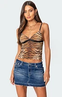 Edikted Tiger Printed Mesh Tank Top