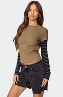 Edikted Eliana Layered Long Sleeve T-Shirt