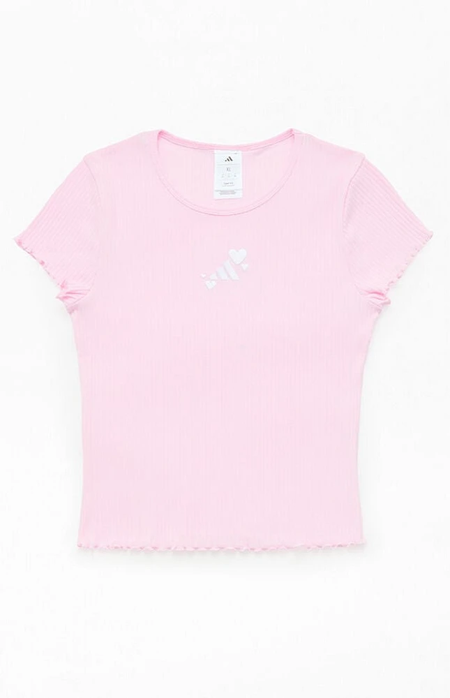 adidas Kids Pink Ribbed Baby T-Shirt