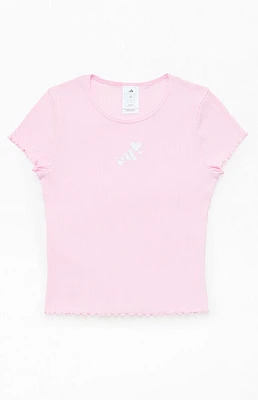 adidas Kids Pink Ribbed Baby T-Shirt