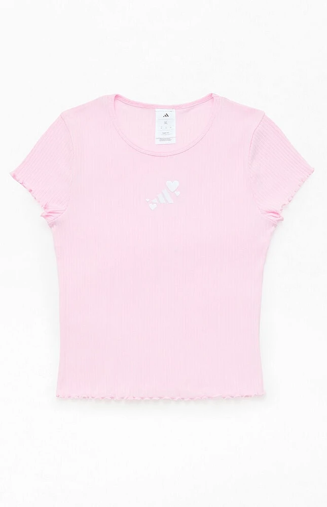 adidas Kids Pink Ribbed Baby T-Shirt