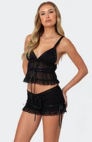 Edikted Marielle Sheer Ribbon Bow Tank Top