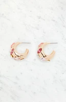 LA Hearts Chunky Gemstone Hoop Earrings