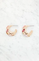 LA Hearts Chunky Gemstone Hoop Earrings