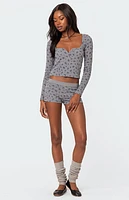 Edikted Lavender Waffle Long Sleeve Top