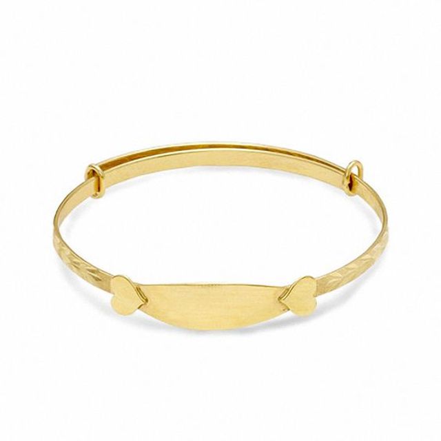 14k gold heart bangle bracelet