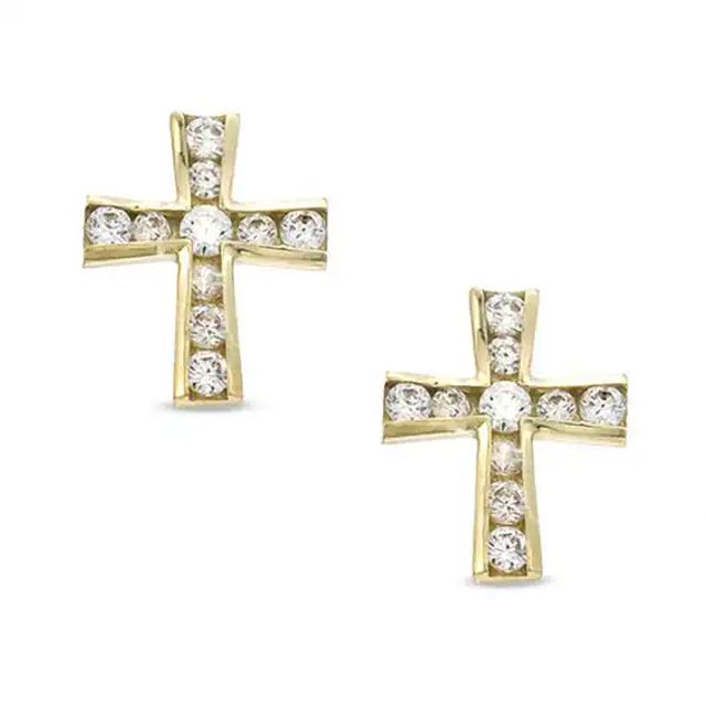 pagoda cross earrings