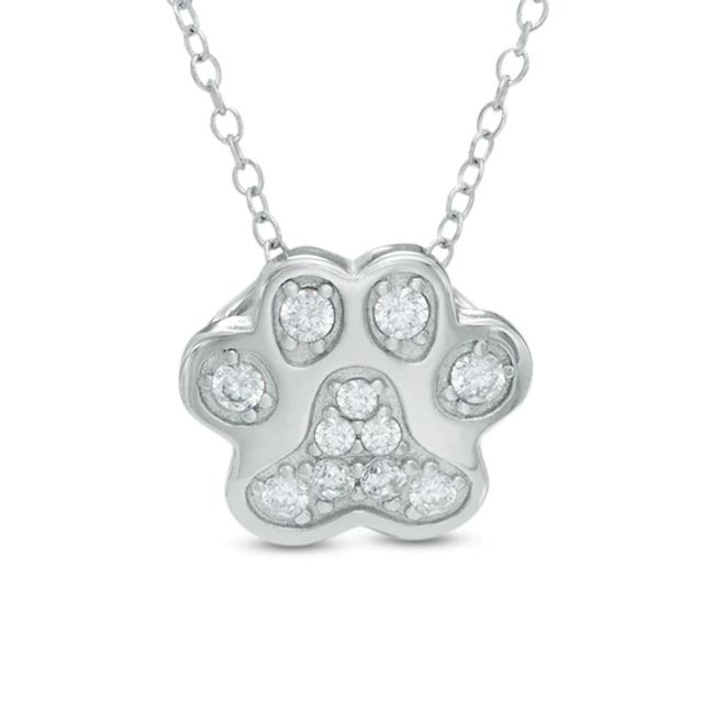 diamonique paw print necklace