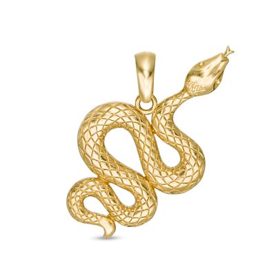 Textured Snake Necklace Charm in 10K Gold