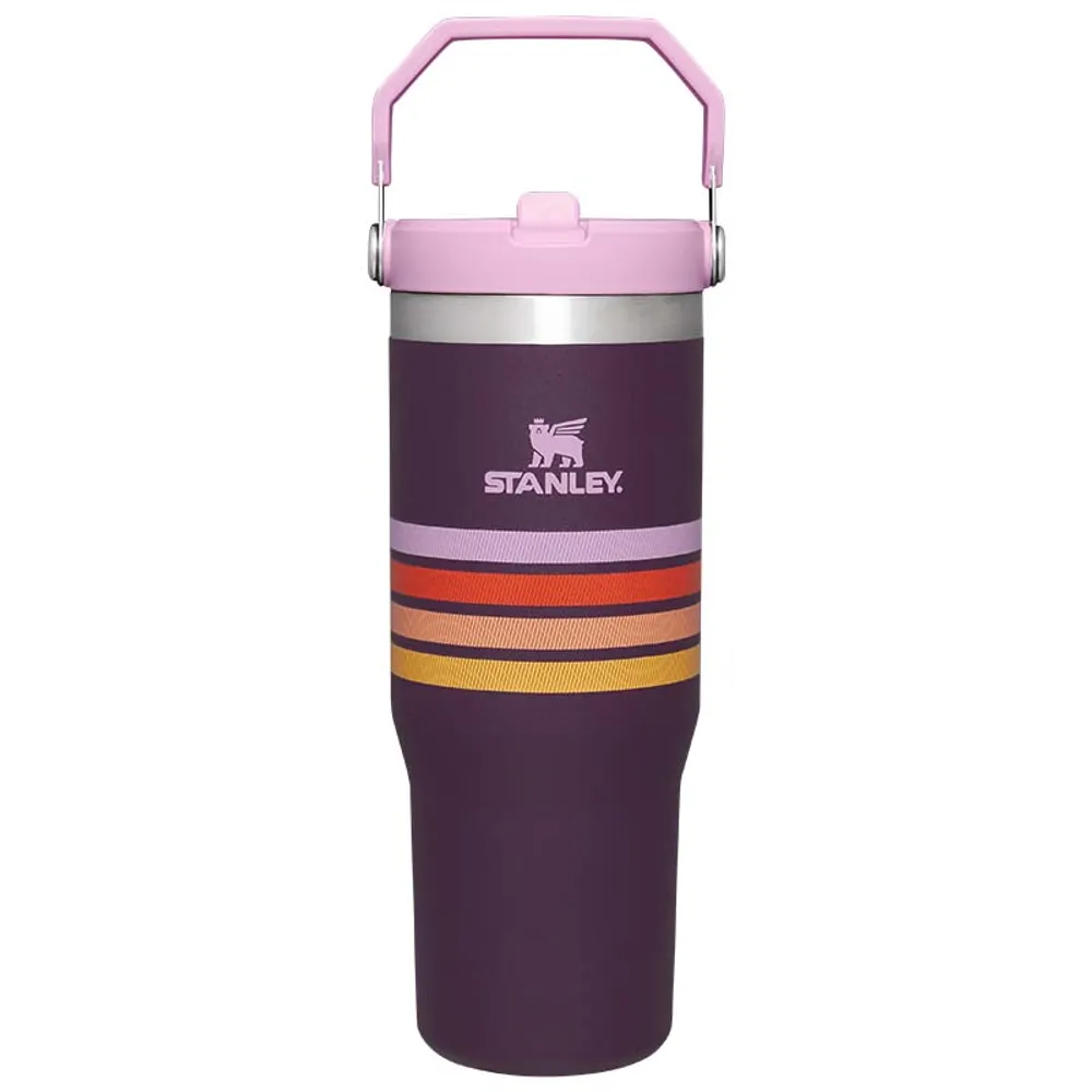 The 30oz IceFlow Flip Straw Tumbler in Plum Stripe